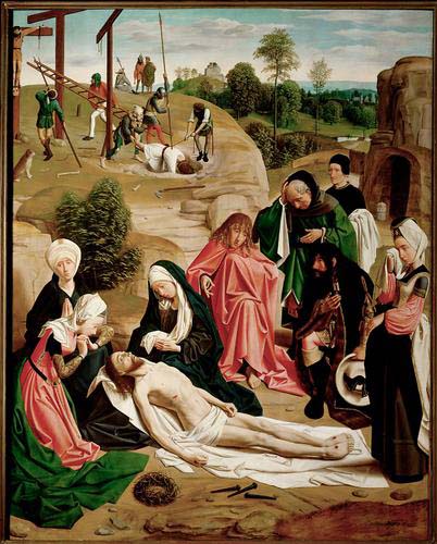 Geertgen painted The Lamentation of Christ for the altarpiece of the monastery of the Knights of Saint John in Haarlem